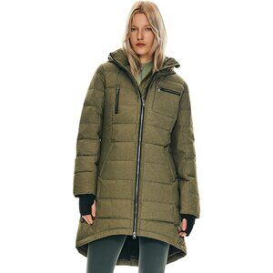 Women's Down Hooded Puffer Quilted Jacket Coat Dark Capers Winter Warm Outerwear